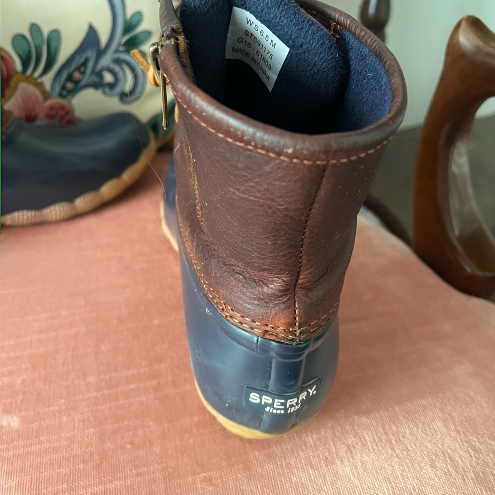 Sperry Brown Leather and Navy Duck Boot - Picture 5 of 12